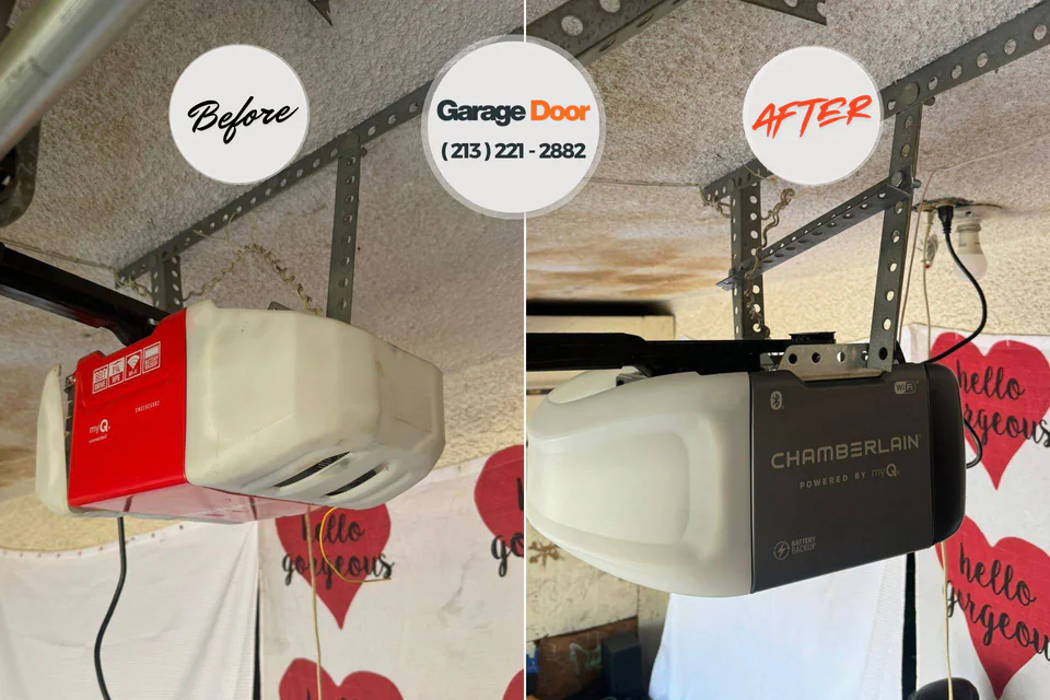 Before and after: garage door spring repair San Leanna, TX
